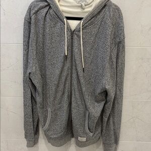 Lucky Brand Heather Gray Full-Zip Hooded Sweater